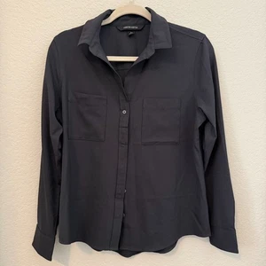 Mercer + Mettle Women’s Black Long Sleeve Button Front Blouse Work Top Size S - Picture 1 of 6
