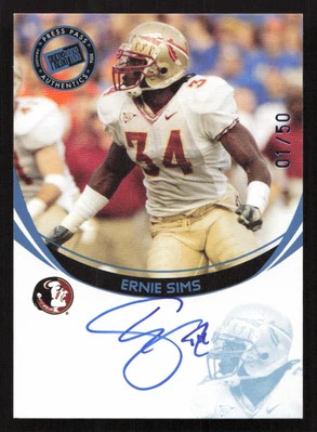 2006 Press Pass Ernie Sims Auto Autographs Blue #01/50 #NNO Card - Image 1 of 2