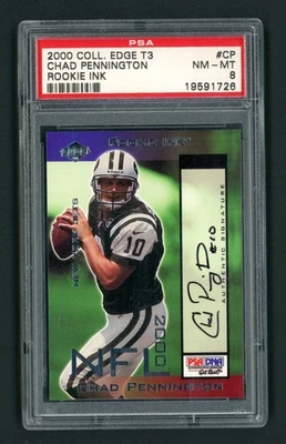 Chad Pennington PSA 8 2000 Collector's Edge T3 ROOKIE INK AUTO CP Card RC /470 - Image 1 of 2