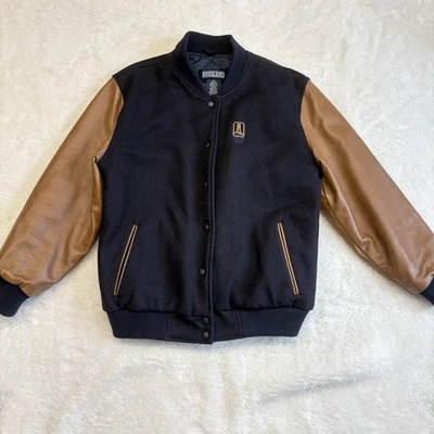 VTG Lands' End Wool Leather Sleeve Varsity Quilted Bomber Lettermans Jacket M - Image 1 of 4