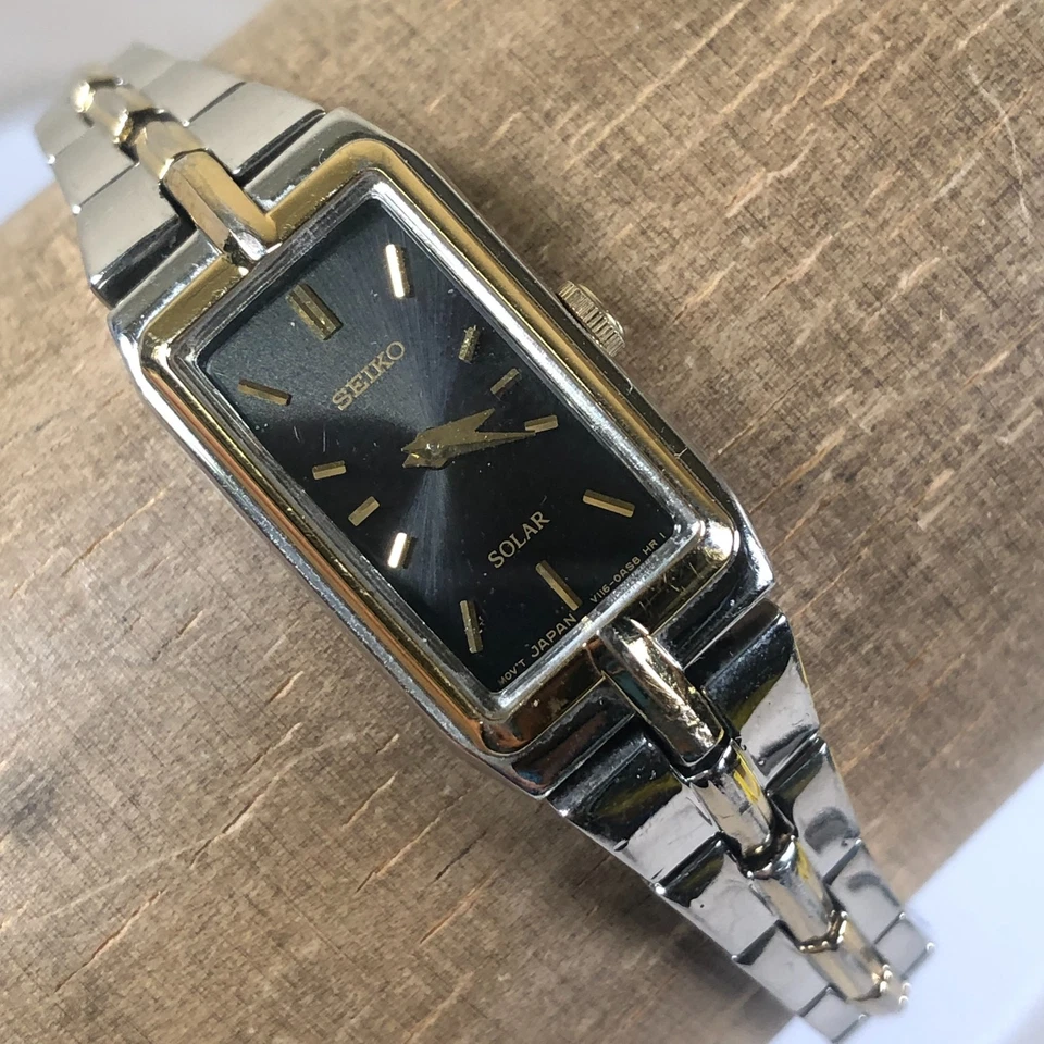 Seiko Women V116-0AH0 Dress Two Tone Rectangular Solar Analog 17mm Watch 7 1/4" - Image 1 of 4