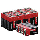 9V/9 Volt 6F22 850mAh Rechargeable Li-ion Battery LOT For Smoke Detector Alarm 
