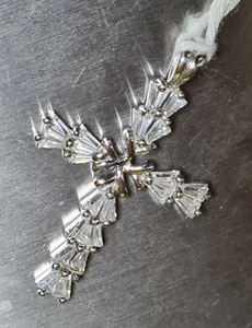 Vintage Damen 925 Silber und Kubik Zirkonia Kruzifix Kreuz Edelstein Anhänger #260 - Bild 1 von 7