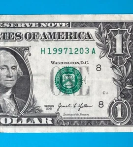 1997 December 3 : Н 19971203 A $1 One Dollar Bill BIRTHDAY Note - Picture 1 of 3