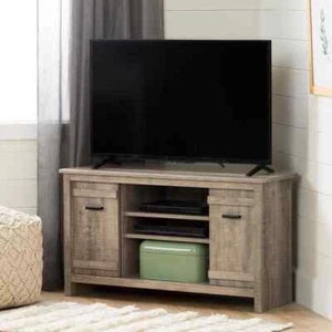 Exhibit 41 in. Oak Corner TV Stand, Particle Board, Fits TVs to 42 in. - Picture 1 of 8