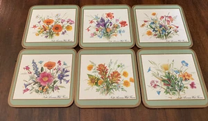 Pimpernel Coasters North American Wildflowers Set of 6 Coasters Cork Back MINT - Picture 1 of 6