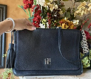 Large Carolina Herrera Black Tassel Accent Crossbody/Shoulder Bag - Picture 1 of 12