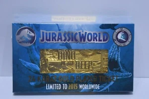 Jurassic Park 24k Gold Plated Jurassic World Mosasaurus Ticket Limited Edition - Picture 1 of 2
