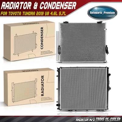 Kit de refrigeración de radiador y condensador de CA de aluminio para Toyota Tundra 2019 V8 4,6 L 5,7 L Foto 1 de 4