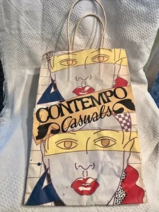 Vtg Contempo Casuals Retail Store Boutique Paper 14”x9” Shopping Bag 1980s - Picture 1 of 7