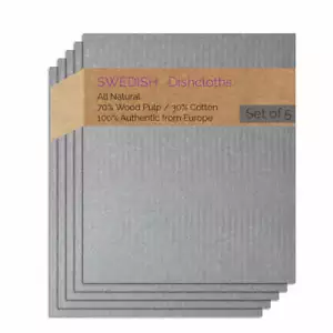 Swedish Dishcloth 5 Pack (Gray Color) Paper Towel Replacements | Swededishcloths - Picture 1 of 6
