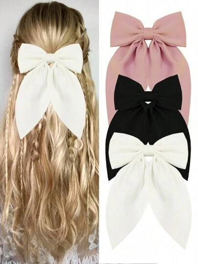 Large Bow Hair Clips Set, Long Tail Vintage Hairpins, Elegant Gift Accessory - Image 1 of 1