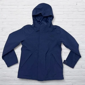 The North Face Rain Jacket Windbreaker Girls XS (6) Hooded Full Zip Blue - Picture 1 of 9