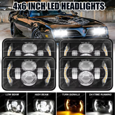 4x6" LED Headlights Hi/Lo Sealed Beam Fit For 77-81 PONTIAC FIREBIRD TRANS AM - Изображение 1 из 4