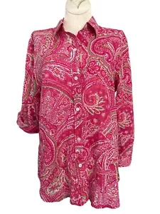 Lauren Ralph Lauren Pink Paisley Button Down Shirt Womens Size L - Picture 1 of 7