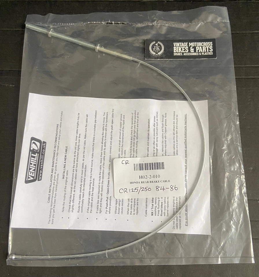 Honda CR125 CR250 1984-86 Venhill Cavo Freno Posteriore Twinshock Vintage - Immagine 1 di 1
