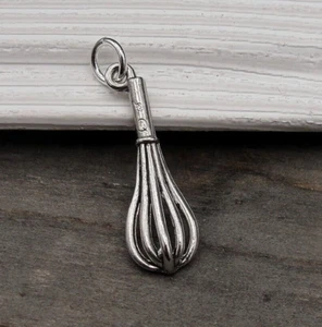 Silver Whisk Charm - Baking Whisk Pendant - Baking Charm - Kitchen Utensil Charm - Picture 1 of 2