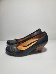 BOMBAS DE TACÓN CLARKS ARTISAN Hebilla de Cuero Negro Talla 8 - Imagen 1 de 18