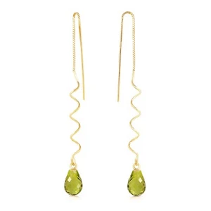 3.30 Carat 14K Yellow Gold Threaded Dangles Gemstone Earrings Natural Peridot - Picture 1 of 4
