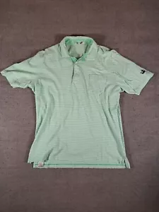 Peter Millar sartoriale taglia large verde lime/bianco a righe logo Pima cotone - Foto 1 di 11