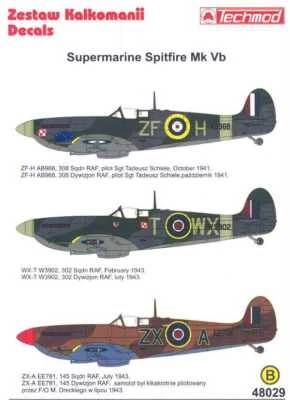 Techmod Decals 1/48 SUPERMARINE SPITFIRE Mk-Vb Fighter - Image 1 of 4
