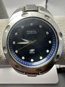 Fossil Blue AM-3305 Mens Watch New Battery 39MM 7" Stainless Steel A97 - Picture 1 of 10
