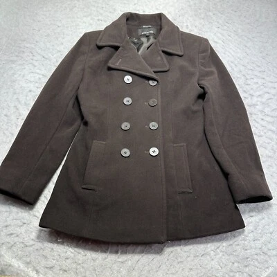 Abrigo Jones New York Pea Marrón Lana Doble Pecho Mezcla Cachemira Mujer Talla 8 Foto 1 de 4
