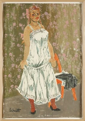 Franz Theodor Schütt Berlin Wiesbaden Stehendes Mädchen im Unterrock - Bild 1 von 4