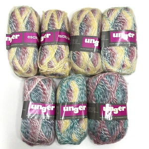 Vintage Unger Escapade Light Worsted Acrylic Mohair 7021 Multi Color Bag of 7 - Picture 1 of 16
