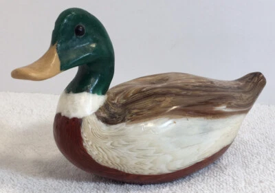 Duck Wax Candle Beautiful design decoration brown green white feathers - Image 1 of 4