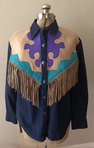 Western Hemd Denim Wildleder Fransen Conchos Festival S.H.E. Für Austin Sammlung - Bild 1 von 10