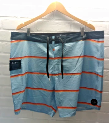 Rip Curl Board Shorts Size 38 W Men's  Blue/Orange Stripes Surf Beach - Image 1 of 4