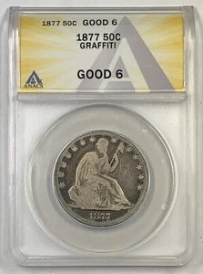 1877 Seated Liberty Half Dollar .50C ANACS G 6 Details - Picture 1 of 2