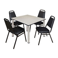 Kee 48" Square Breakroom Table & 4 Restaurant Stack Chairs