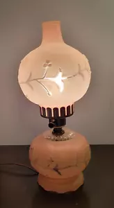 Vintage Gone With The Wind Hurricane Pink Frosted Glass Parlor Lamp PSJ - Picture 1 of 10