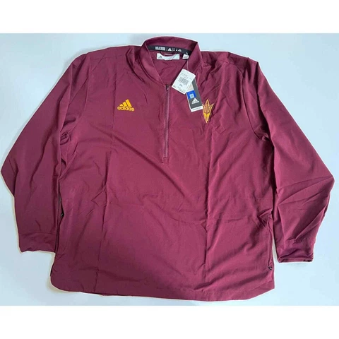 Adidas Arizona State Sun Devils LS 1/4 Zip Jacket Maroon GE5675 Men's Size 2XL Cover