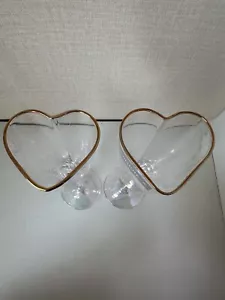 Two David Tutera Gold Heart Wedding Valentine Event Iridescent Champagne Glasses - Picture 1 of 5