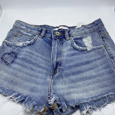 Pantalones Cortos Trafaluc By Zara Denimwear Para Mujer Talla 4 Deshilachados Desgastados Cremallera Foto 1 de 4