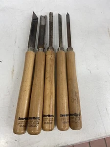 Shopsmith 5 Piece Lathe Chisel Set Skew, 1" & 3/8 Gouge, Parting tool, Roundnose - Picture 1 of 4