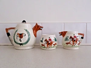 Beautiful 8 Inch Huntsman Teapot, Milk Jug and Sugar Bowl - Foto 1 di 1