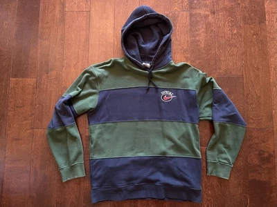 Supreme x Nike Stripe Hooded Sweatshirt SS19 MEDIUM Navy Green Rugby EUC Drake ! - Image 1 of 4
