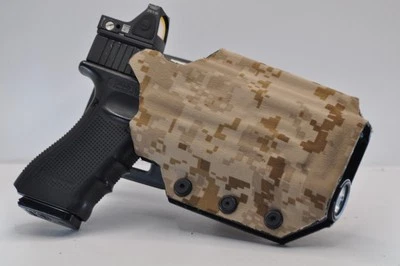 Glock 17/19 Custom OBW  kydex right hand holste optics and TLR1/XH35 flashligh - Image 1 of 4