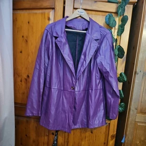 Shein Curve faux leather purple 70s style Blazer jacket plus Size 2xl new - Picture 1 of 2