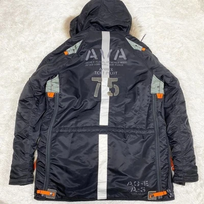 AVIREX N3B Flight Jacket XL Negro Hombre Militar Invierno Abrigo Usado - Imagen 1 de 4