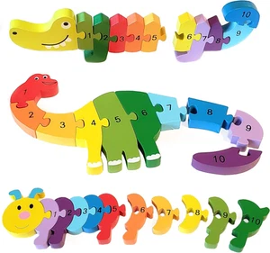 Animal Wooden Puzzles for Toddlers - Colors and Counting Building Toys and Toddl - Picture 1 of 12