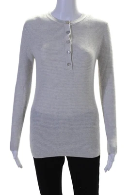 Lilla P Womens Cotton Blend Round Neck Long Sleeve Thermal Top Gray Size M - Image 1 of 4