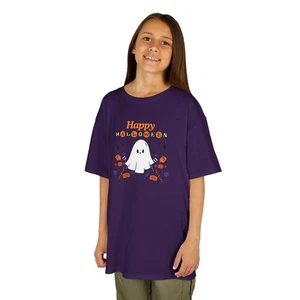Happy Ghost Kids Tee, Halloween Shirt, Spooky Apparel, Kids Costume Top, [...] - Picture 1 of 33
