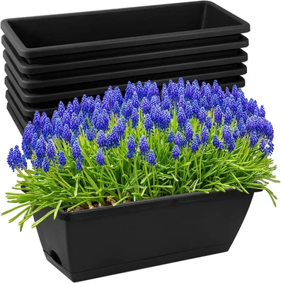 8Pcs Window Box Planter,17 Inches Flower Window Boxes,Rectangle Planters Box wit - Image 1 of 4