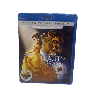 Beauty and the Beast 25th Anniversary Edition 2 Disc Blu-Ray + Dvd Disney Yellow - Picture 1 of 3