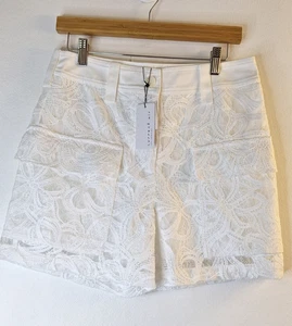 CURRENT AIR White Lace Overlay Shorts Women's Size M Bohemian Romantic Beachy - Picture 1 of 9